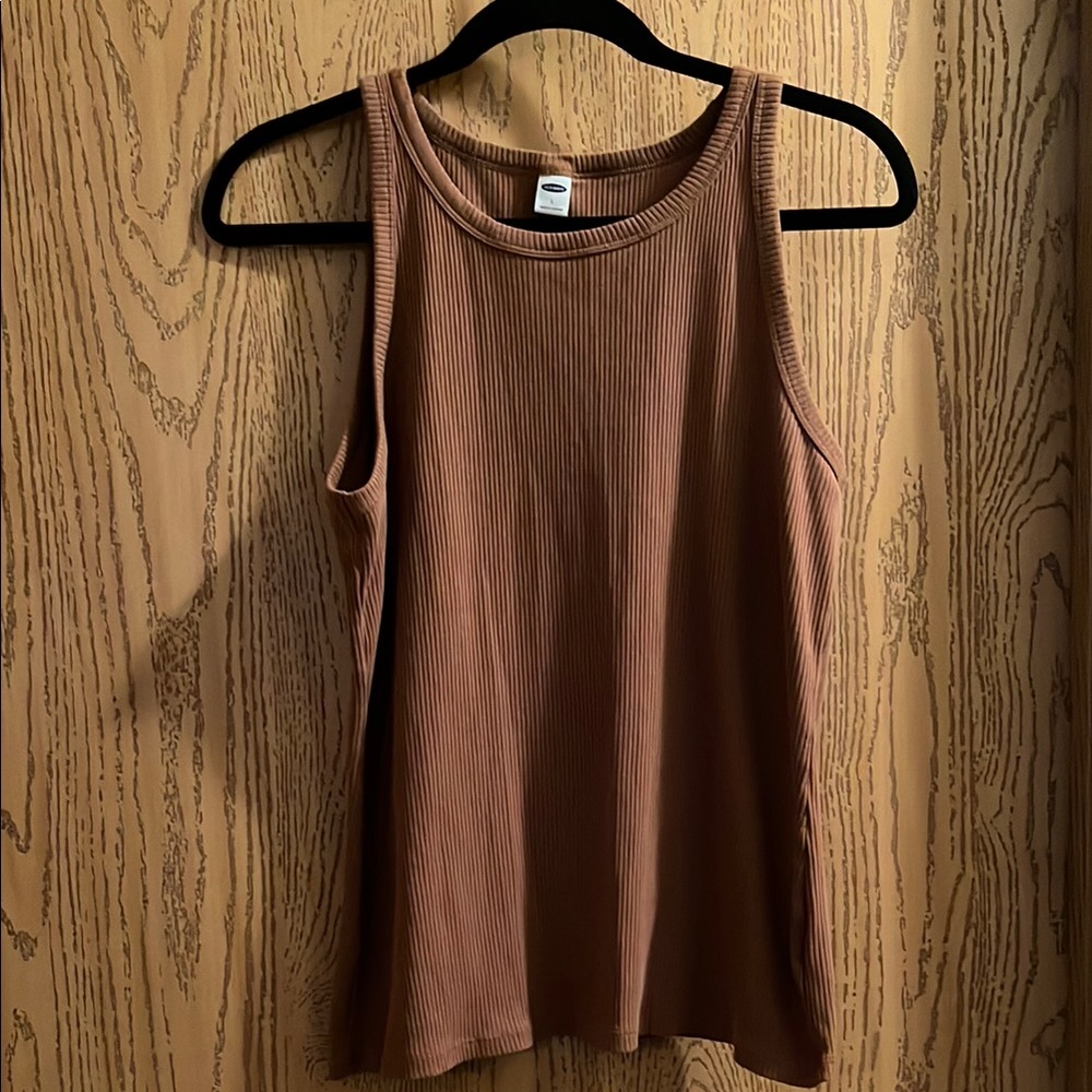 Brown Scoop Neck Sleeveless Tank Top